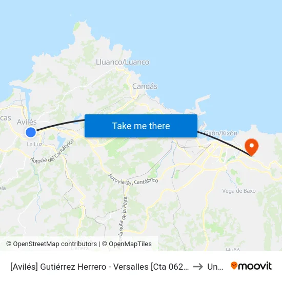 [Avilés]  Gutiérrez Herrero - Versalles [Cta 06251] to Uned map