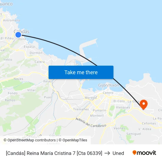 [Candás]  Reina María Cristina 7 [Cta 06339] to Uned map