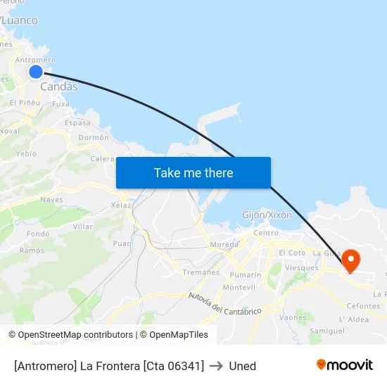 [Antromero]  La Frontera [Cta 06341] to Uned map