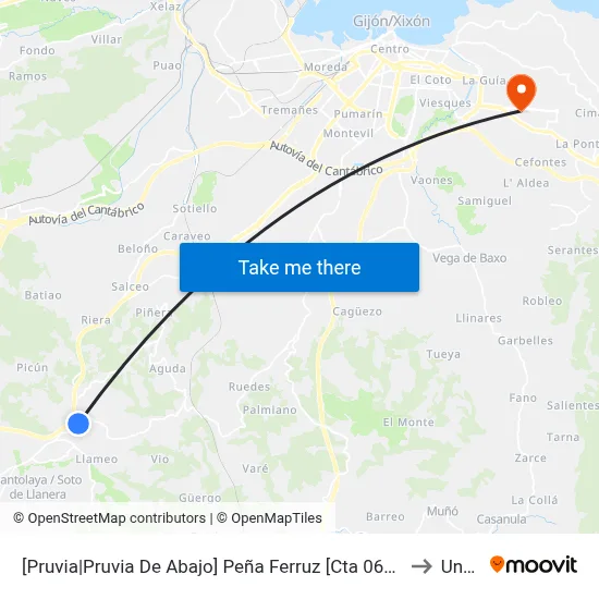 [Pruvia|Pruvia De Abajo]  Peña Ferruz [Cta 06389] to Uned map