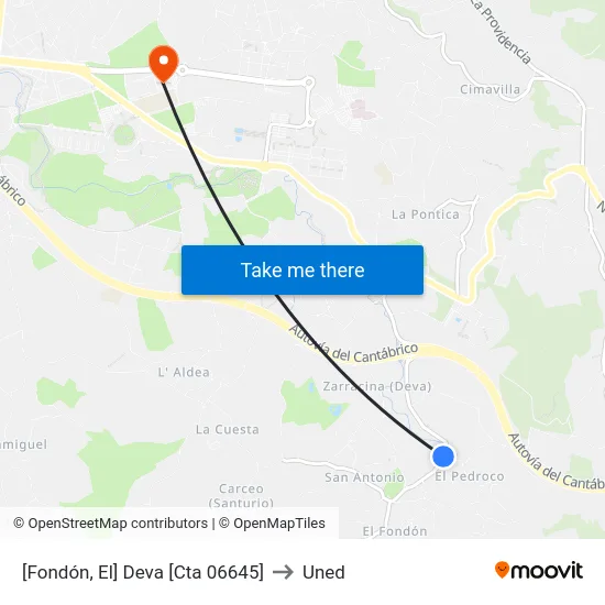 [Fondón, El]  Deva [Cta 06645] to Uned map