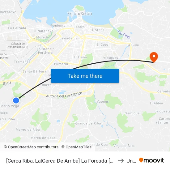 [Cerca Riba, La|Cerca De Arriba]  La Forcada [Cta 06732] to Uned map