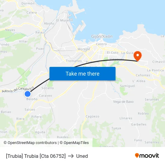 [Trubia]  Trubia [Cta 06752] to Uned map