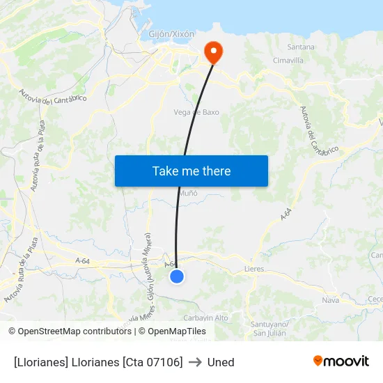 [Llorianes]  Llorianes [Cta 07106] to Uned map
