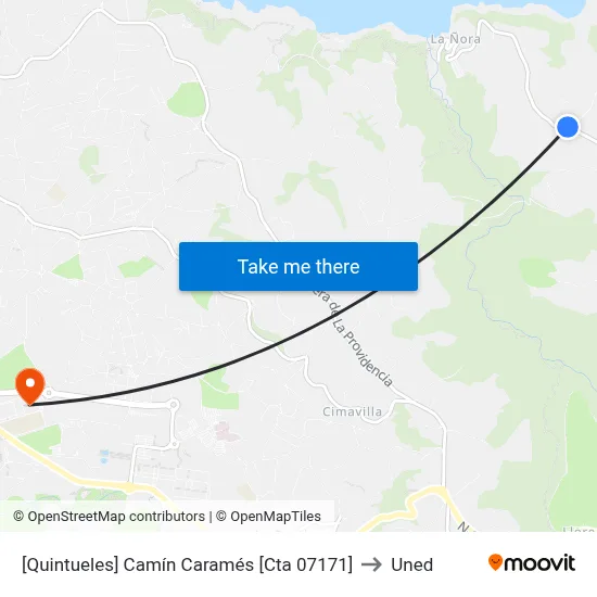 [Quintueles]  Camín Caramés [Cta 07171] to Uned map