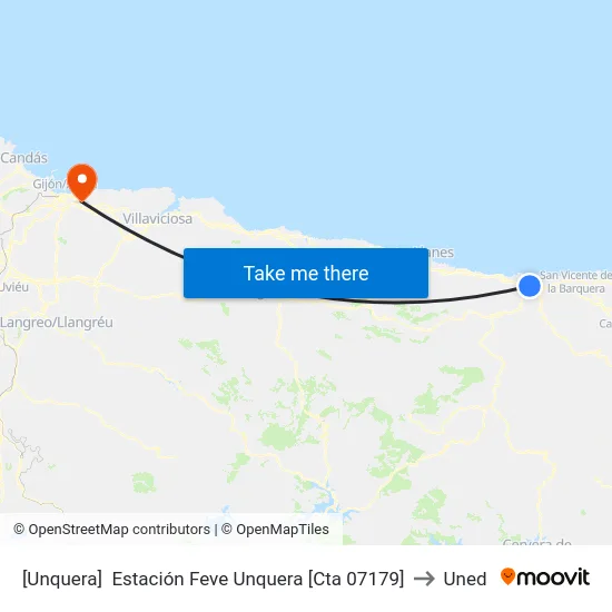 [Unquera]  Estación Feve Unquera [Cta 07179] to Uned map