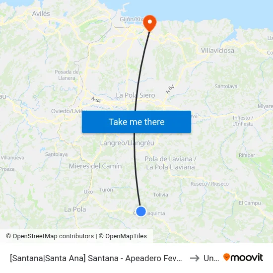 [Santana|Santa Ana]  Santana - Apeadero Feve [Cta 07267] to Uned map