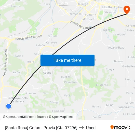 [Santa Rosa]  Cofas - Pruvia [Cta 07296] to Uned map