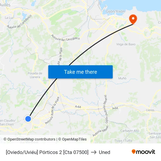 [Oviedo/Uviéu]  Pórticos 2 [Cta 07500] to Uned map