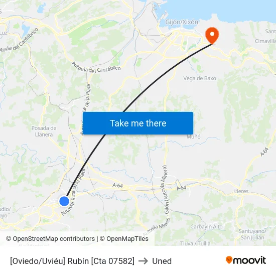 [Oviedo/Uviéu]  Rubín [Cta 07582] to Uned map