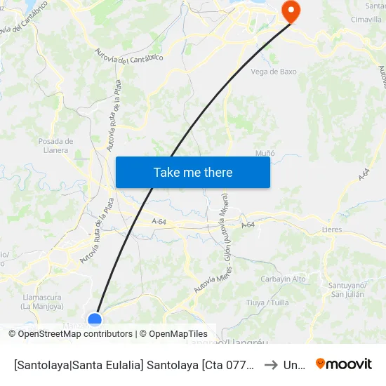 [Santolaya|Santa Eulalia]  Santolaya [Cta 07700] to Uned map