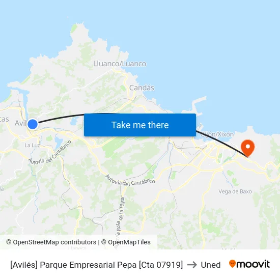 [Avilés]  Parque Empresarial Pepa [Cta 07919] to Uned map