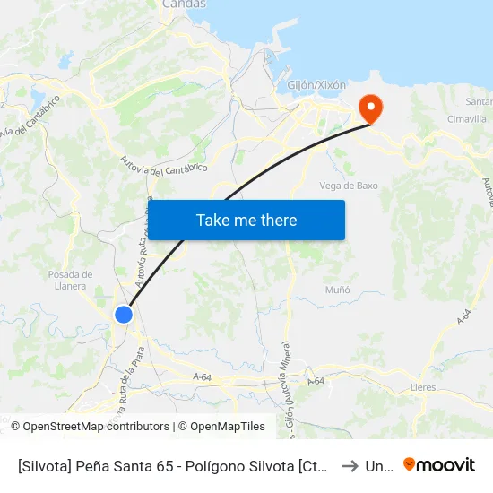 [Silvota]  Peña Santa 65 - Polígono Silvota [Cta 07954] to Uned map