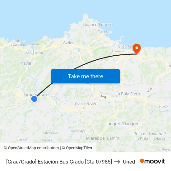 [Grau/Grado]  Estación Bus Grado [Cta 07985] to Uned map