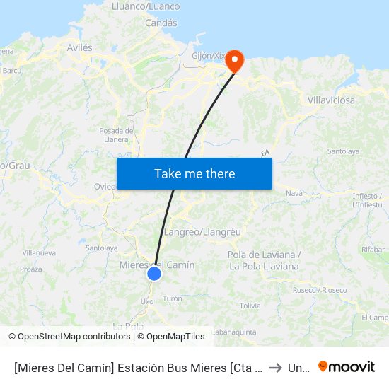 [Mieres Del Camín]  Estación Bus Mieres [Cta 07991] to Uned map