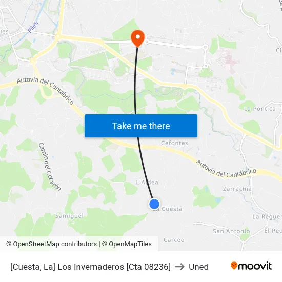 [Cuesta, La]  Los Invernaderos [Cta 08236] to Uned map