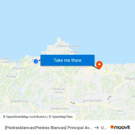 [Piedrasblancas|Piedras Blancas]  Principal Avda [Cta 09131] to Uned map
