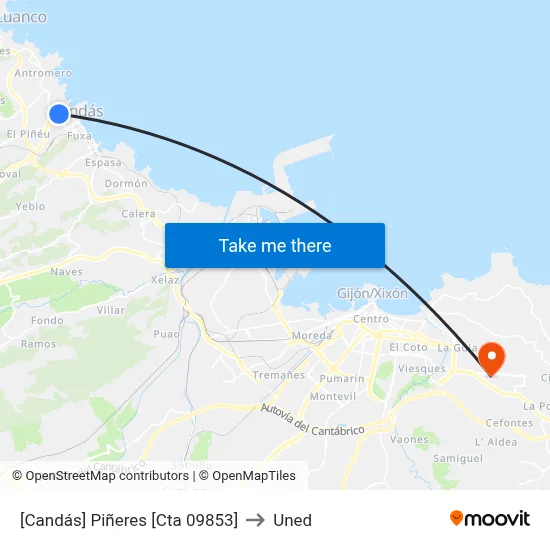 [Candás]  Piñeres [Cta 09853] to Uned map