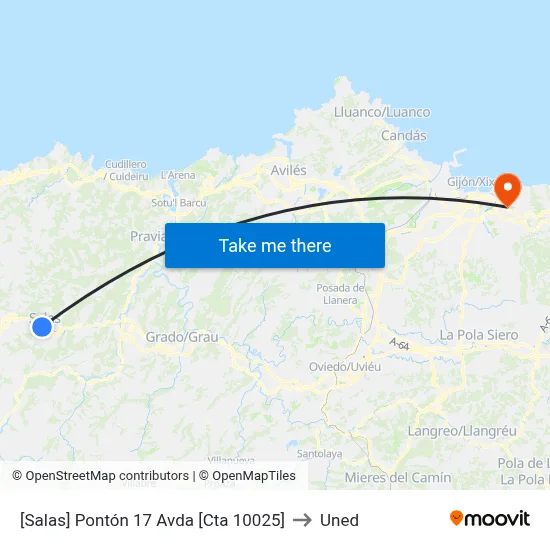 [Salas]  Pontón 17 Avda [Cta 10025] to Uned map