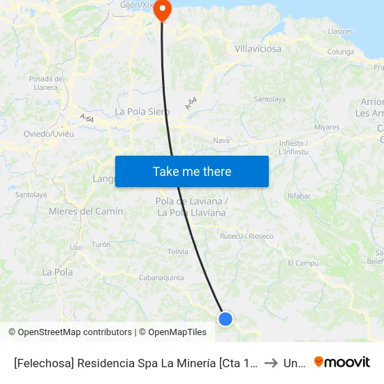 [Felechosa]  Residencia Spa La Minería [Cta 16270] to Uned map