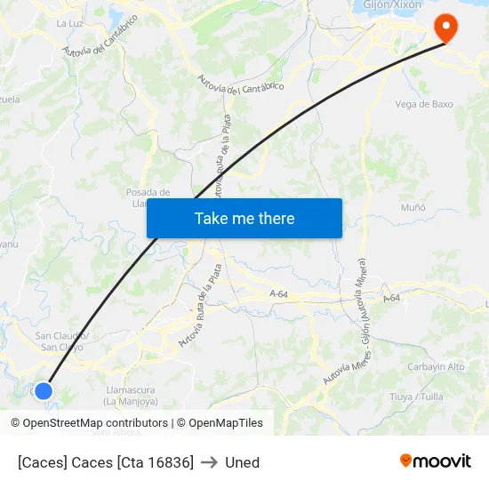 [Caces]  Caces [Cta 16836] to Uned map