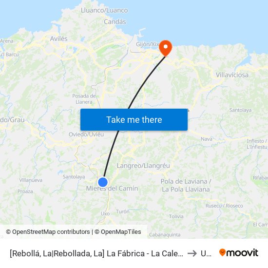 [Rebollá, La|Rebollada, La]  La Fábrica - La Caleya [Cta 01588] to Uned map