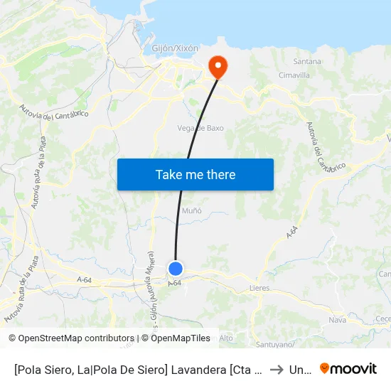 [Pola Siero, La|Pola De Siero]  Lavandera [Cta 09332] to Uned map