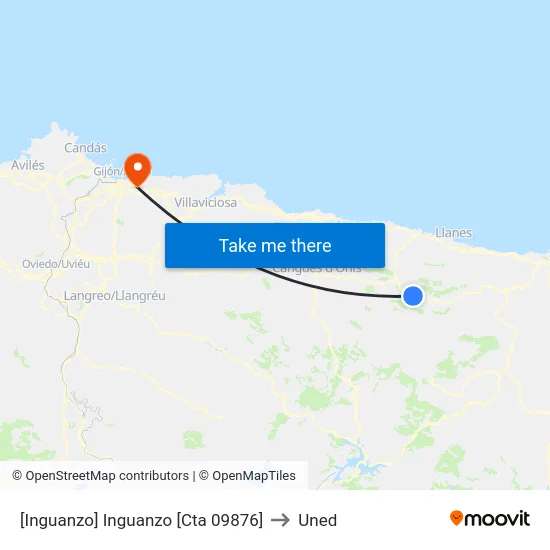 [Inguanzo]  Inguanzo [Cta 09876] to Uned map