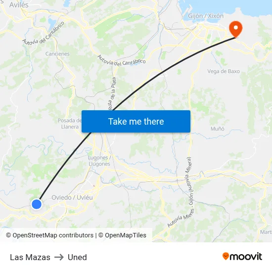 Las Mazas to Uned map