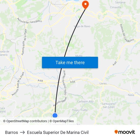 Barros to Escuela Superior De Marina Civil map