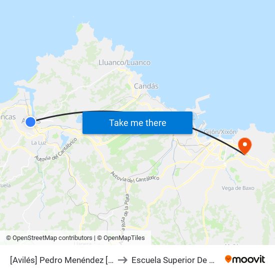 [Avilés]  Pedro Menéndez [Cta 01092] to Escuela Superior De Marina Civil map