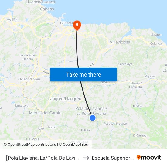 [Pola Llaviana, La/Pola De Laviana]  Solavega [Cta 01292] to Escuela Superior De Marina Civil map