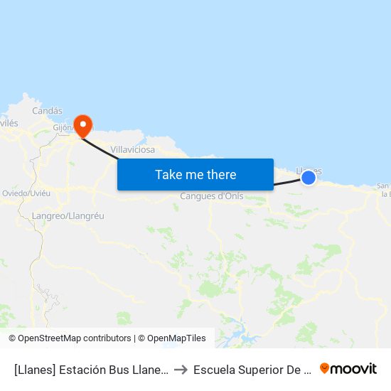 [Llanes]  Estación Bus Llanes [Cta 03547] to Escuela Superior De Marina Civil map