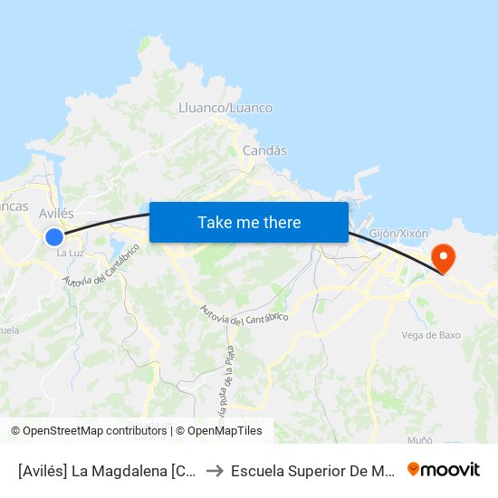 [Avilés]  La Magdalena [Cta 06102] to Escuela Superior De Marina Civil map