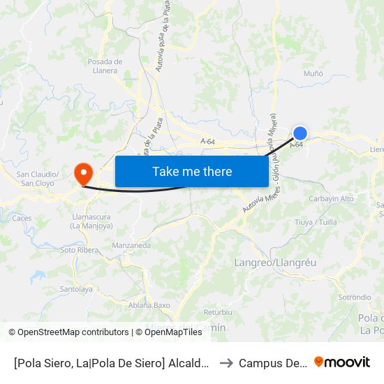 [Pola Siero, La|Pola De Siero]  Alcalde Parrondo [Cta 17241] to Campus De El Cristo map