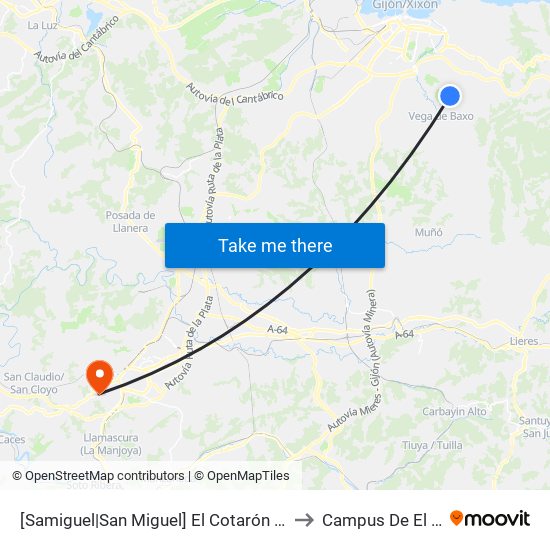 [Samiguel|San Miguel]  El Cotarón [Cta 18579] to Campus De El Cristo map