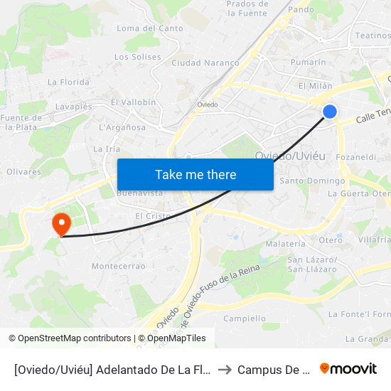 [Oviedo/Uviéu]  Adelantado De La Florida [Cta 12667] to Campus De El Cristo map