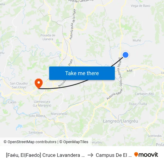 [Faéu, El|Faedo]  Cruce Lavandera [Cta 16191] to Campus De El Cristo map