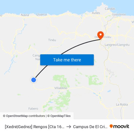 [Xedré|Gedrez]  Rengos [Cta 16282] to Campus De El Cristo map