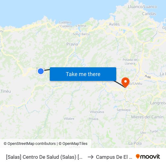 [Salas]  Centro De Salud (Salas) [Cta 16266] to Campus De El Cristo map
