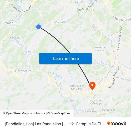 [Pandiellas, Las]  Las Pandiellas [Cta 00053] to Campus De El Cristo map