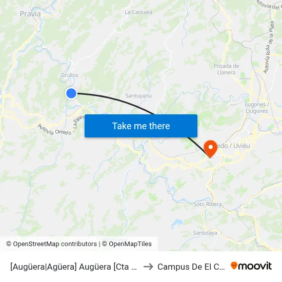 [Augüera|Agüera]  Augüera [Cta 00073] to Campus De El Cristo map