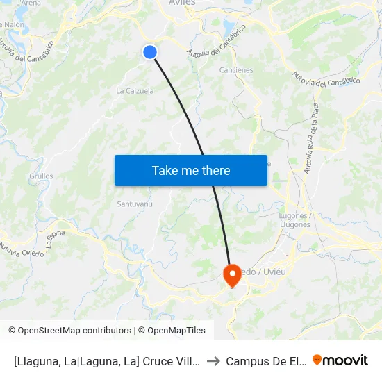 [Llaguna, La|Laguna, La]  Cruce Villa [Cta 00125] to Campus De El Cristo map