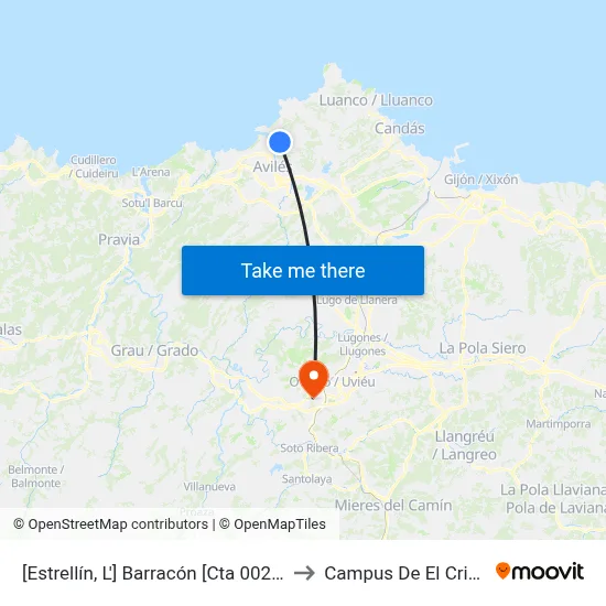 [Estrellín, L']  Barracón [Cta 00221] to Campus De El Cristo map