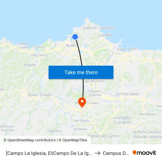 [Campo La Iglesia, El|Campo De La Iglesia]  Baragaña [Cta 00234] to Campus De El Cristo map