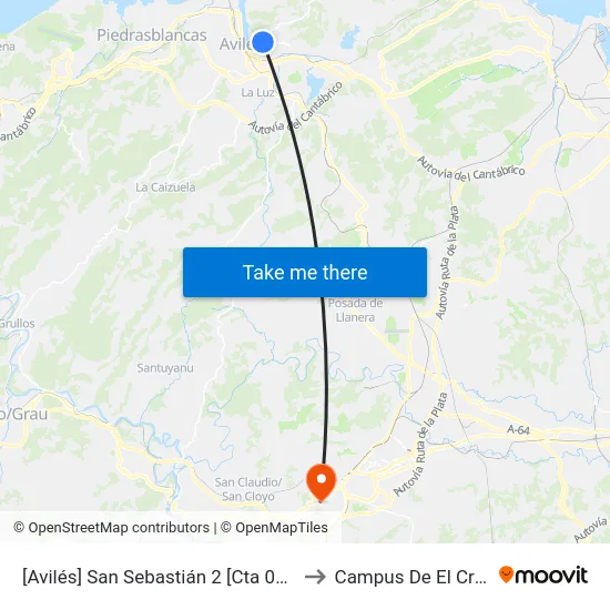 [Avilés]  San Sebastián 2 [Cta 00247] to Campus De El Cristo map