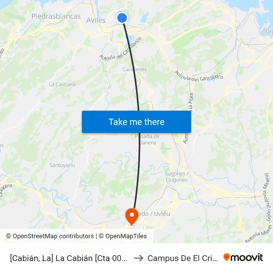 [Cabián, La]  La Cabián [Cta 00259] to Campus De El Cristo map