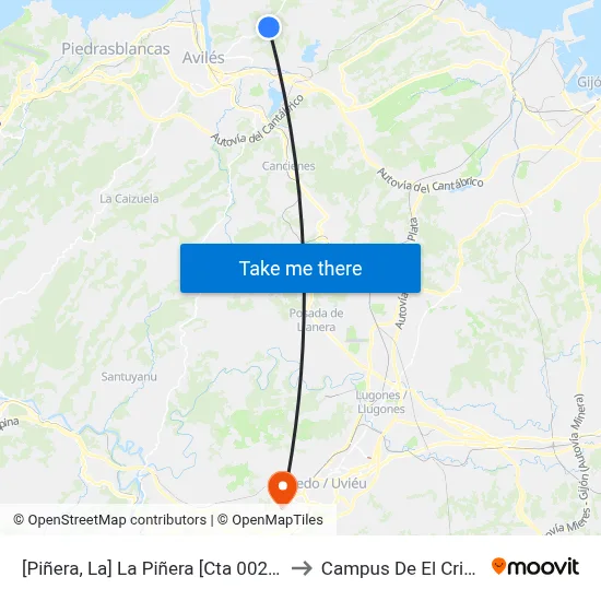 [Piñera, La]  La Piñera [Cta 00271] to Campus De El Cristo map