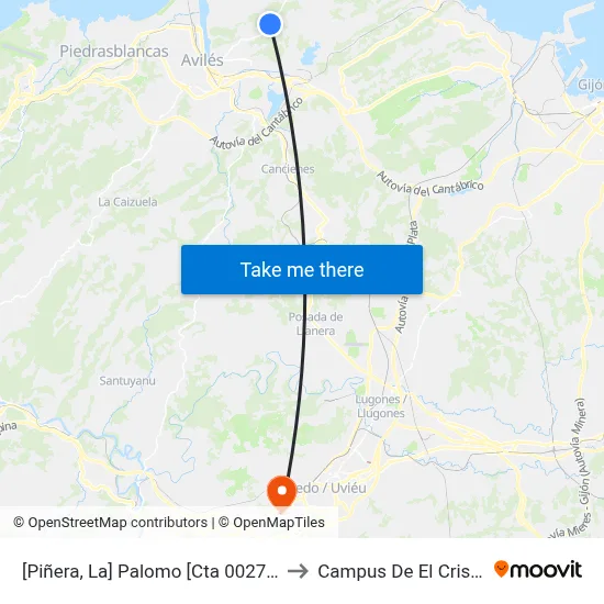 [Piñera, La]  Palomo [Cta 00274] to Campus De El Cristo map