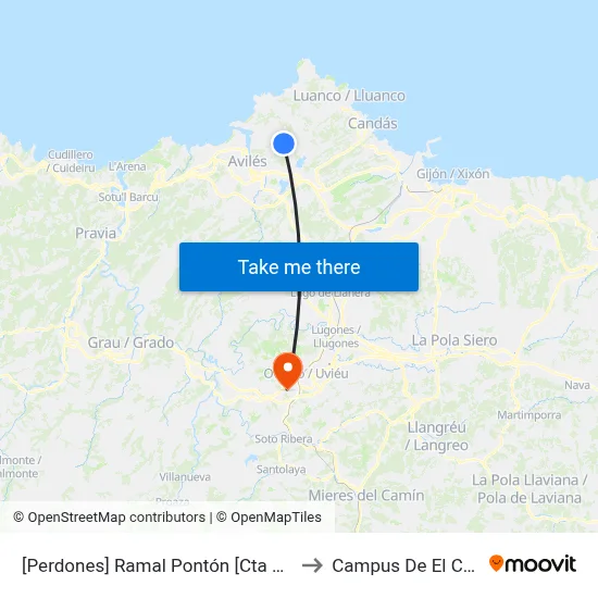 [Perdones]  Ramal Pontón [Cta 00276] to Campus De El Cristo map